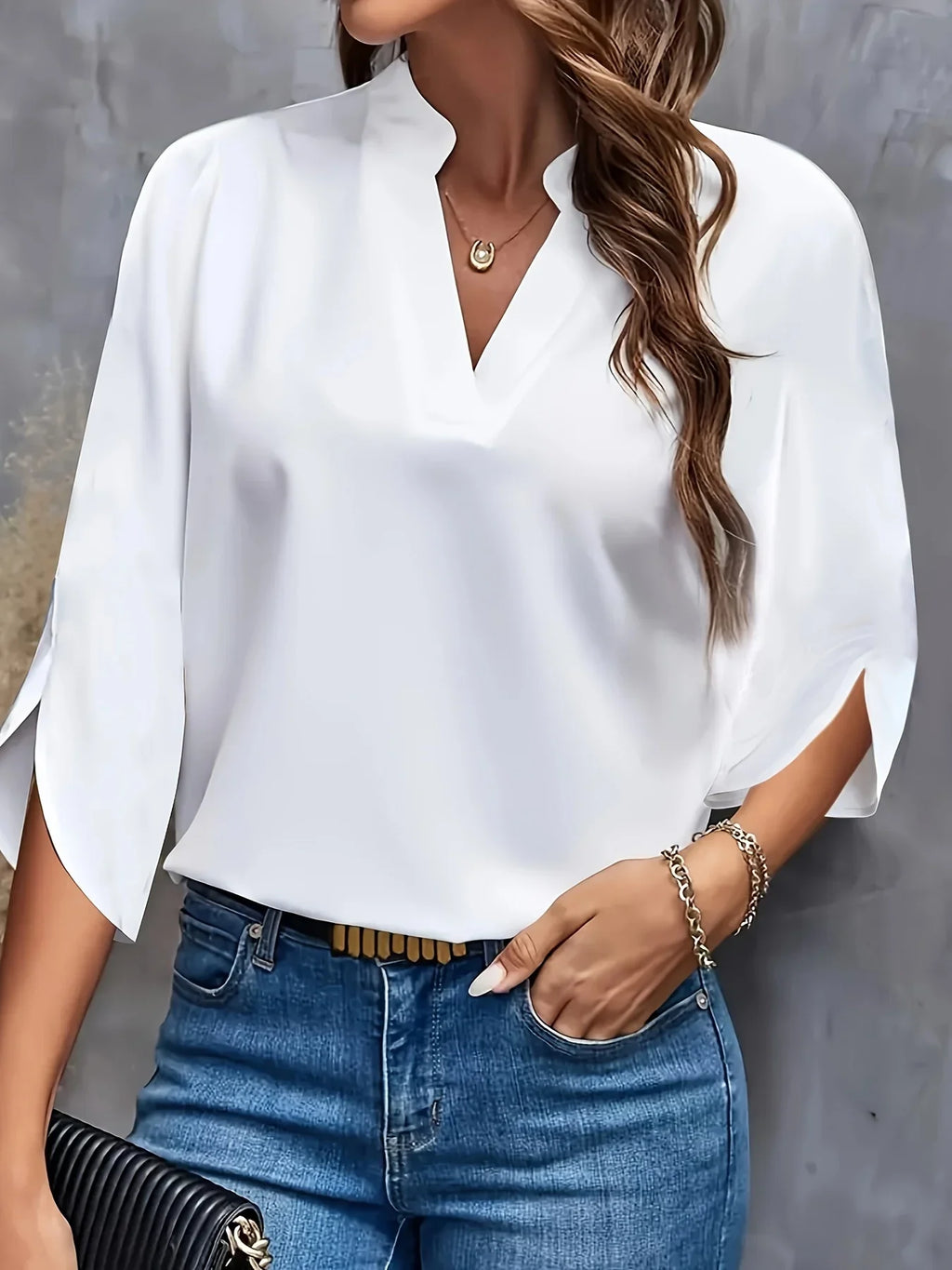Women's Plus Size V-Neck Blouse