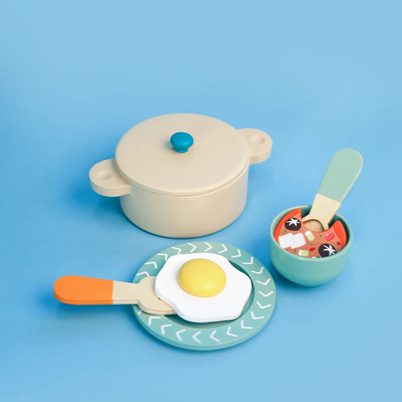 Tea Party Set Dessert Stand Playset ,Wooden Toys Pretend Play Food Kitchen Accessories for Toddler Tea Set Birthday Gift