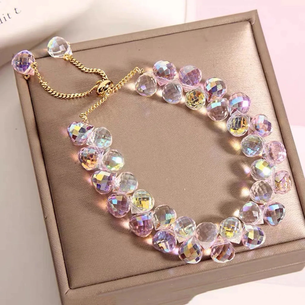 Bracelet for Women Girls Exquisite Zircon Handmade Beads Charm Bracelets Brilliant Purple Crystal Jewelry Gift