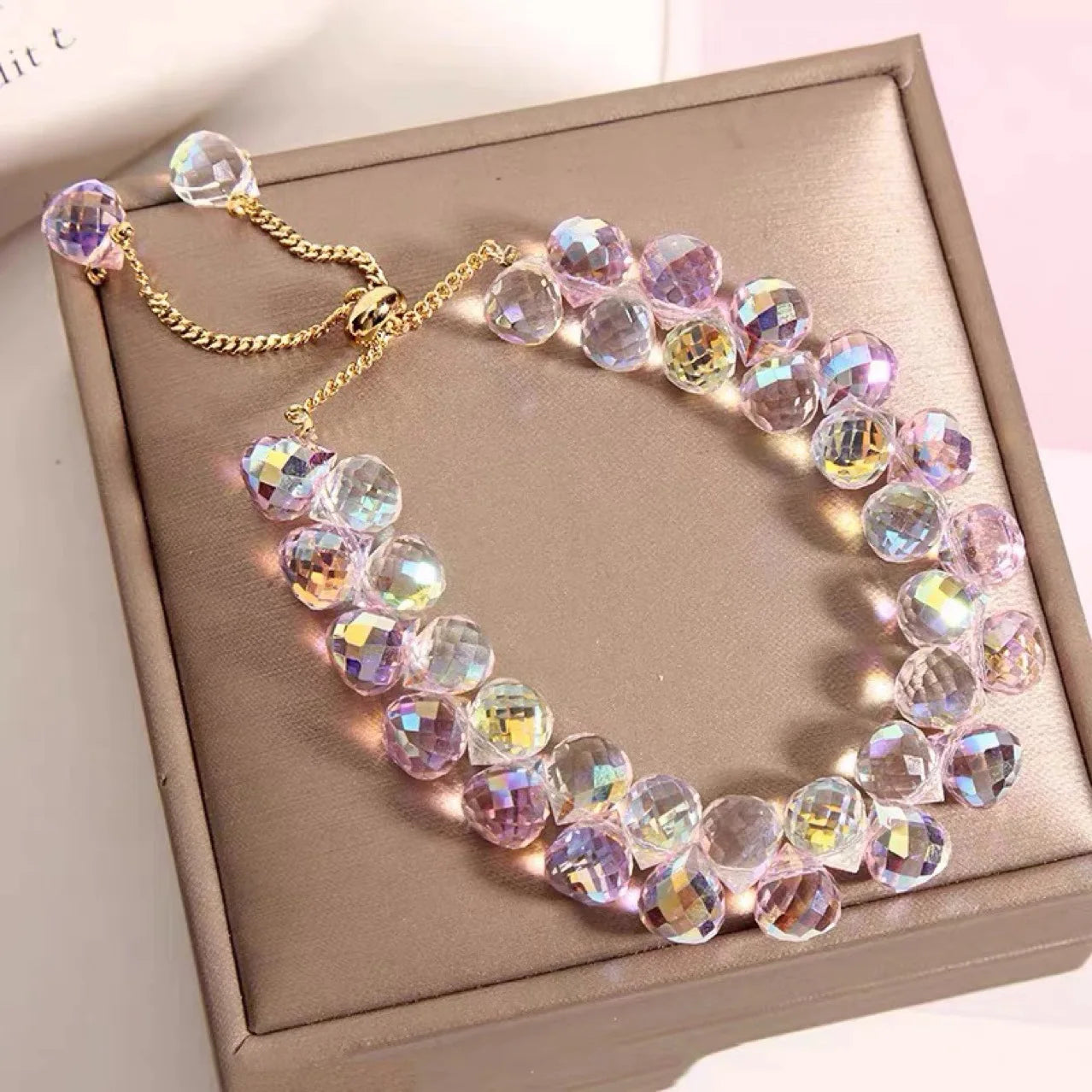 Bracelet for Women Girls Exquisite Zircon Handmade Beads Charm Bracelets Brilliant Purple Crystal Jewelry Gift