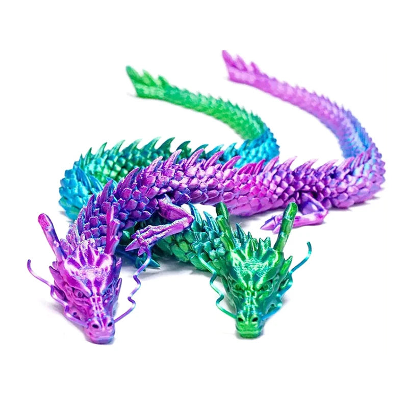 3D Printed Chinese Dragon Figurine - Movable Joints Collectible