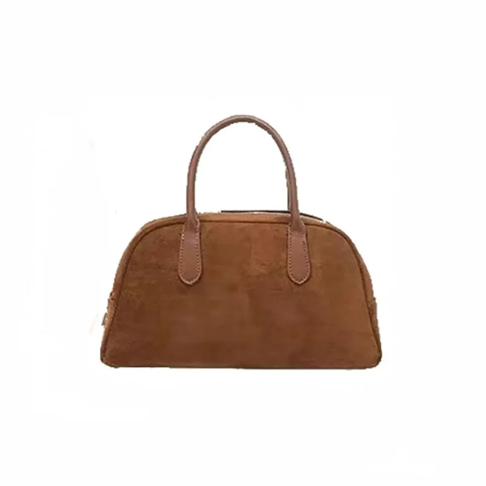 Women's Retro Faux Suede Bowling Pillow Bag