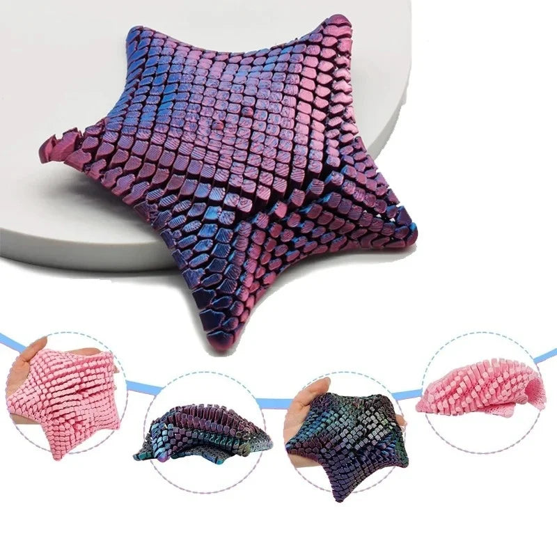Cute 3D Printed Squishy Articulating Starfish - Stress Relief Fidget Starfish Toy, Unique Desk Decor & Flexible Gift Idea