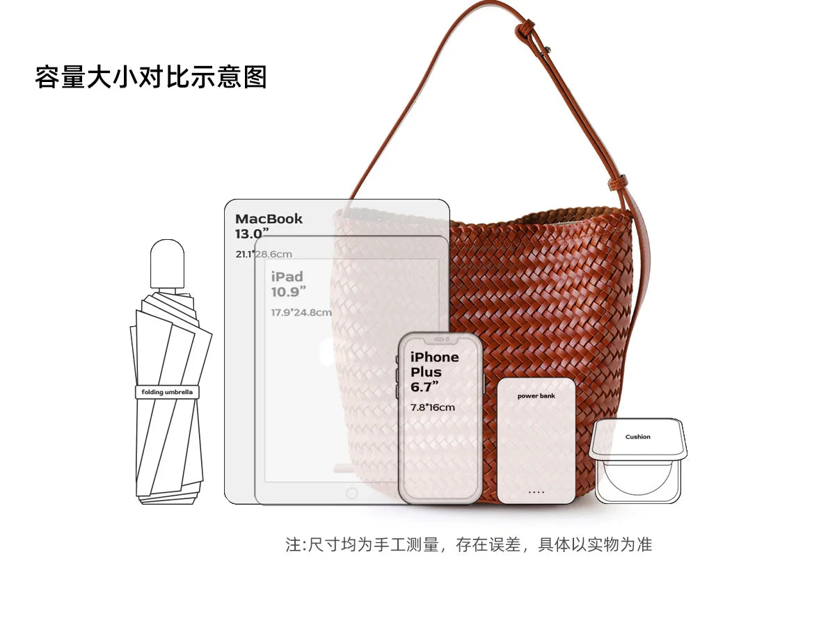 Women's Handwoven Knit Bucket Shoulder Bag