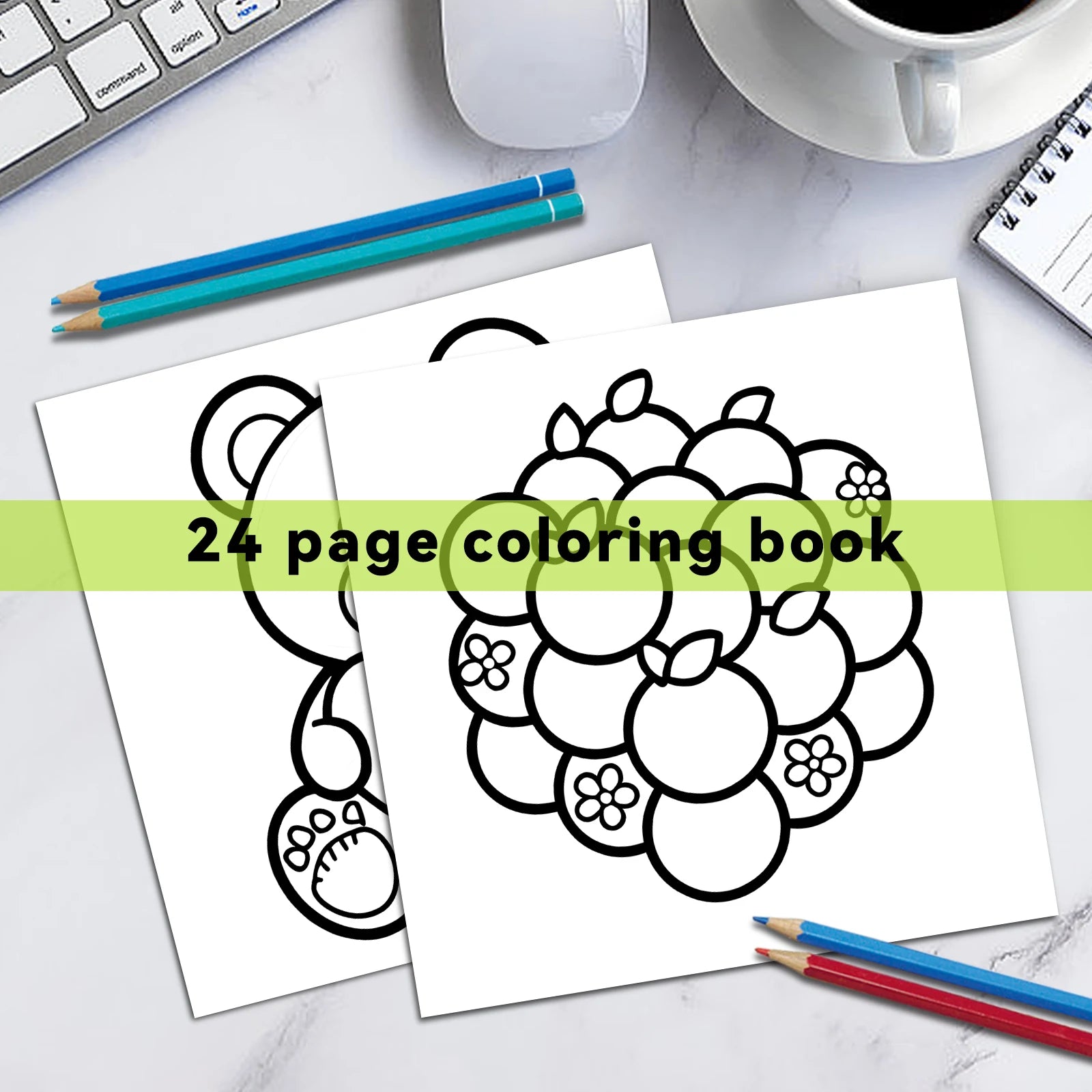 Stress Relief Cute & Easy Coloring Book for Adults and Teens - 24 Pages Adult Picture Book Emotional Release Drawing Books
