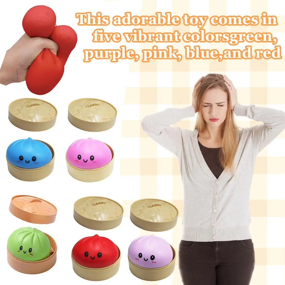 Stress Relief Squeeze Toy-Simulated Dumpling&Baozi,Reusable Low Rebound Sensory Dough Ball For Relieve Anxiety&Release Emotions