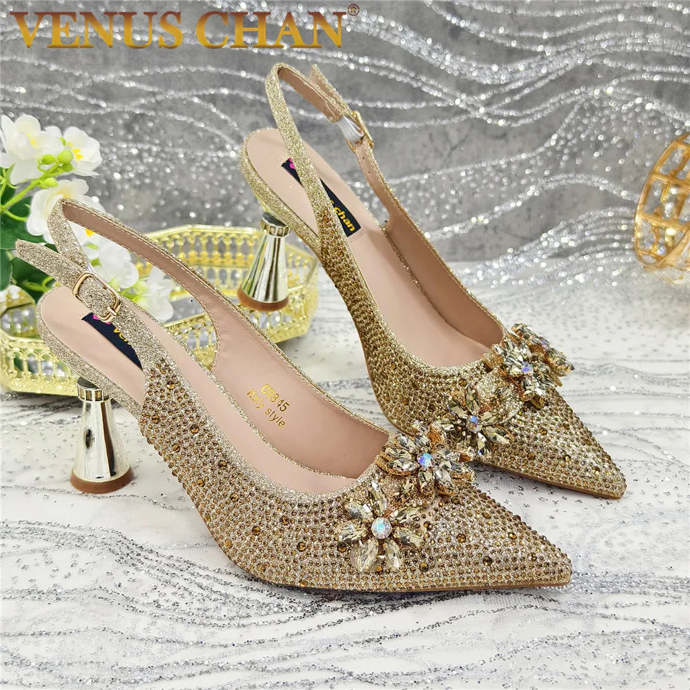 Women's Crystal Rhinestone Slingback Pumps – Luxury Wedding & Party Heels