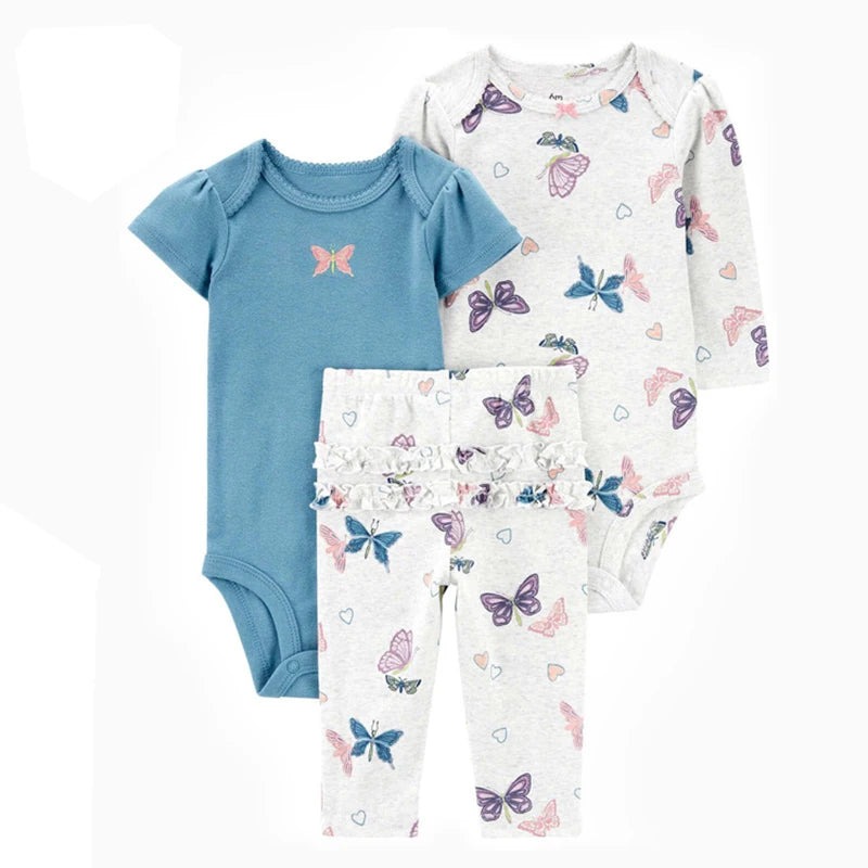 Baby Girls Floral Cotton Bodysuit & Pants Set