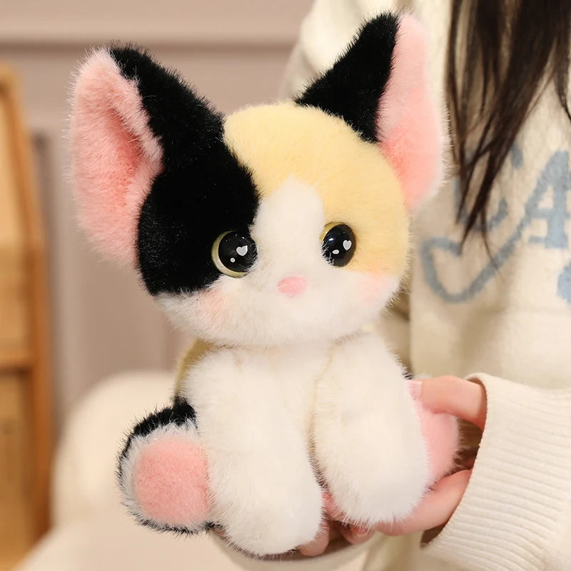 Cute Calico Cat Plush Toy Lifelike Devon Cat Soft Animal Doll Office Classroom Desk Decoration Kids Toys Gift Cat Lovers