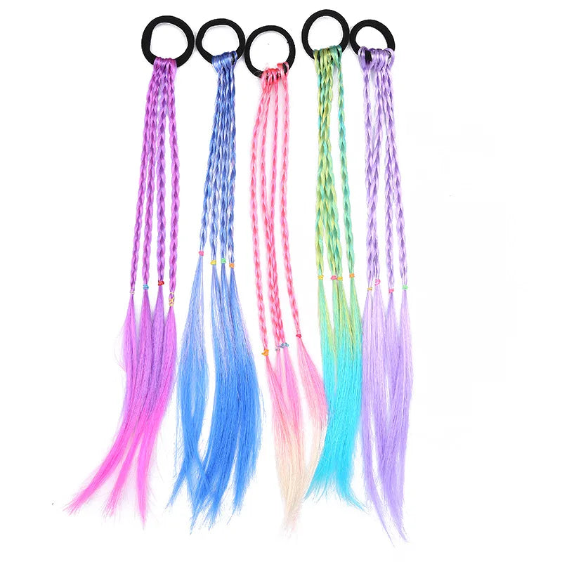 Korean Fashion Kids Wig Braids Girls Dirty Braid Hair Rope Children Gradient Barrettes Headwear Baby Kids Hair Accessories