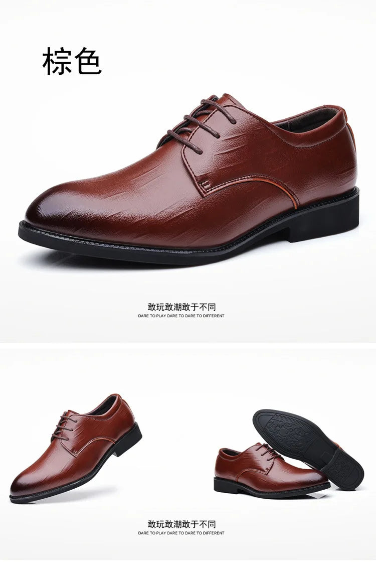 Men's Pointed Toe Oxford Leather Dress Shoes