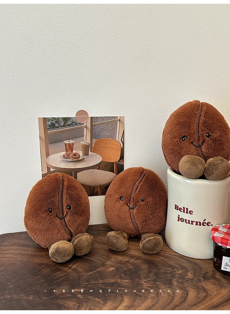 Jellycat-Style Coffee Bean Plush Toy | Soft Stuffed Food Doll — Cute Home Decor & Gift