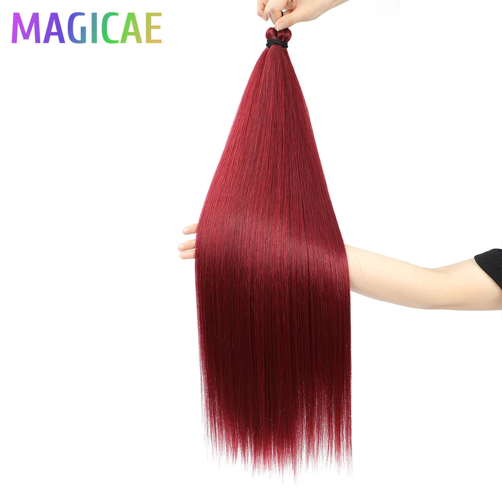 Braids Crochet 3Pcs 28Inches 300grams Synthetic Straight Bundles Orange Highlight Brown Braiding Hair Ombre Blond Gray White 60#
