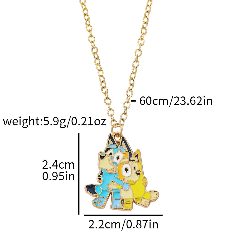 Bluey Animation Enamel Pendant Necklace Cute Cartoon Character Fashion Accessory for Children Creative Birthday Gift