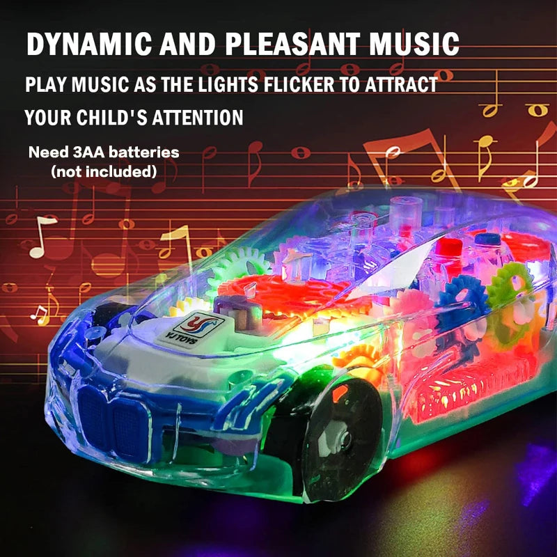 Simulated Electric Toy Car with Transparent Gear Rotation And Sound Light Effect Universal Baby Favorite Holiday Gift