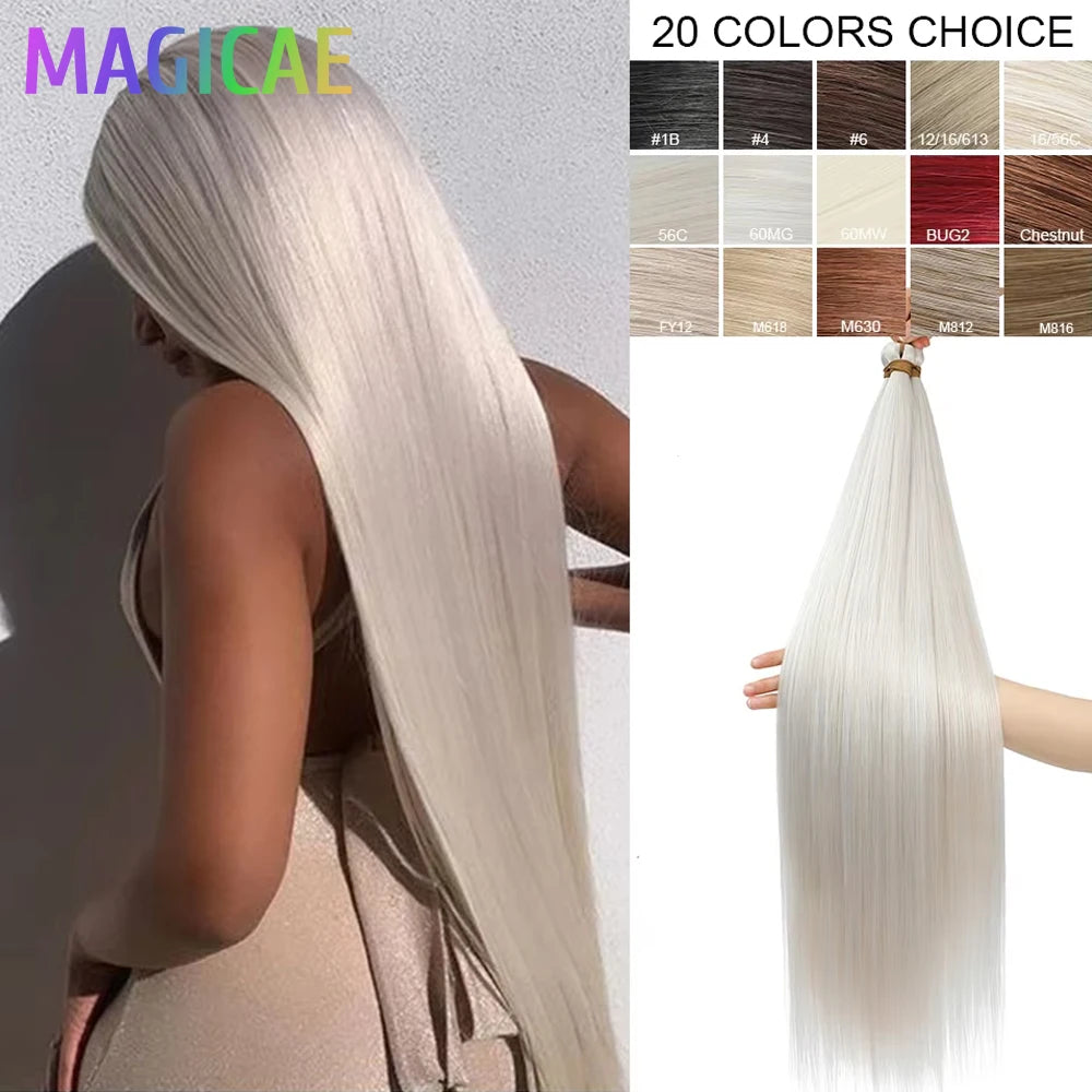 Braids Crochet 3Pcs 28Inches 300grams Synthetic Straight Bundles Orange Highlight Brown Braiding Hair Ombre Blond Gray White 60#