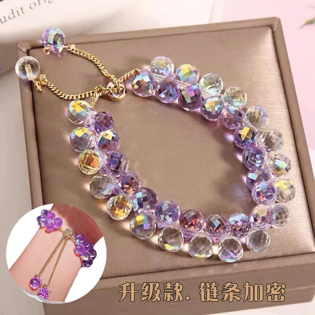 Bracelet for Women Girls Exquisite Zircon Handmade Beads Charm Bracelets Brilliant Purple Crystal Jewelry Gift