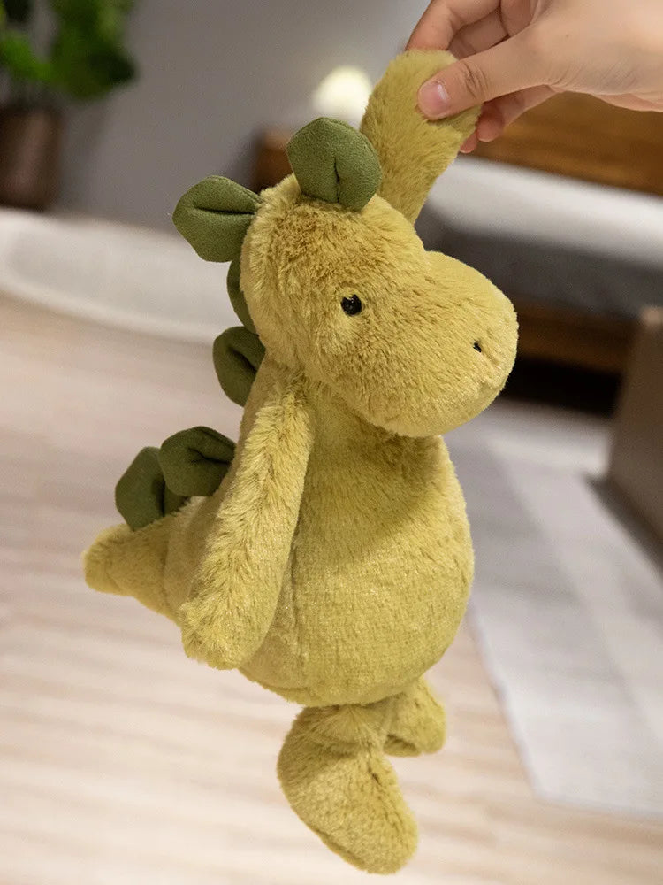 JC Shy Green Dinosaur Plush Doll | Soft Stuffed Cartoon Toy — Bag Charm & Festive Gift