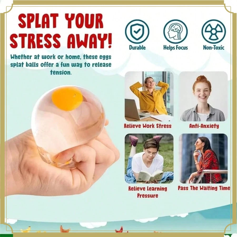 Viral Egg Splat Squeeze Toy: Clear Liquid Filled Water Ball, ASMR Smash Relief Fidget, Slow Rebound Desk Toy, Anxiety Reducer