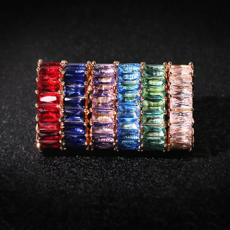 925 Sterling Silver Cubic Zirconia Cocktail Rings for Women | Multi-Color Zircon Statement Ring