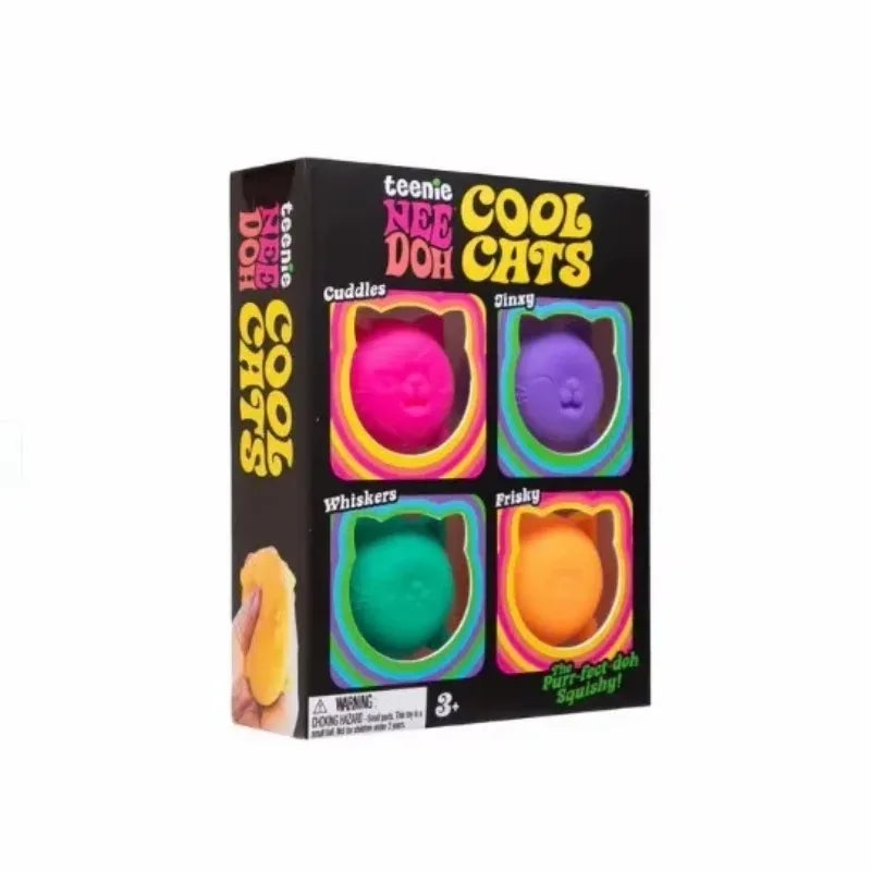 Hot NeeDoh Teenie Cool Cats 3 Pack Adorable Mini Cat Fidget Toys Soft Squishy Stress Relief Sensory Squeeze Toys