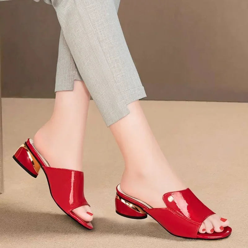 Women's High Heel Fish Mouth Square Heel Sandals