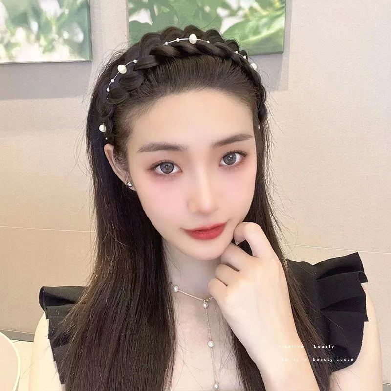 Women Synthetic Wig Twist Braided Hair Bands Fashion Braids Hair Accessories Women Bohemian Nature Headband Stretch for Party