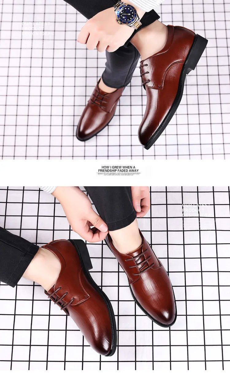 Men's Pointed Toe Oxford Leather Dress Shoes