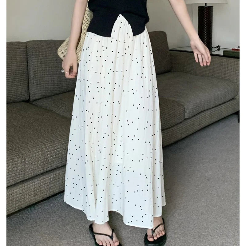 Women's High Waist Pleated A-Line Midi Skirt