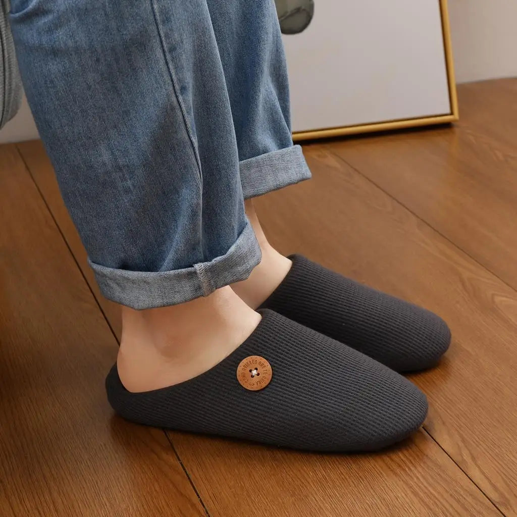 Classic Men Slippers Indoor Men Slippers Fashion Men House Slippers Outdoor Antiskid Soft Men Flat Slippers Winter Bedroom Shoes