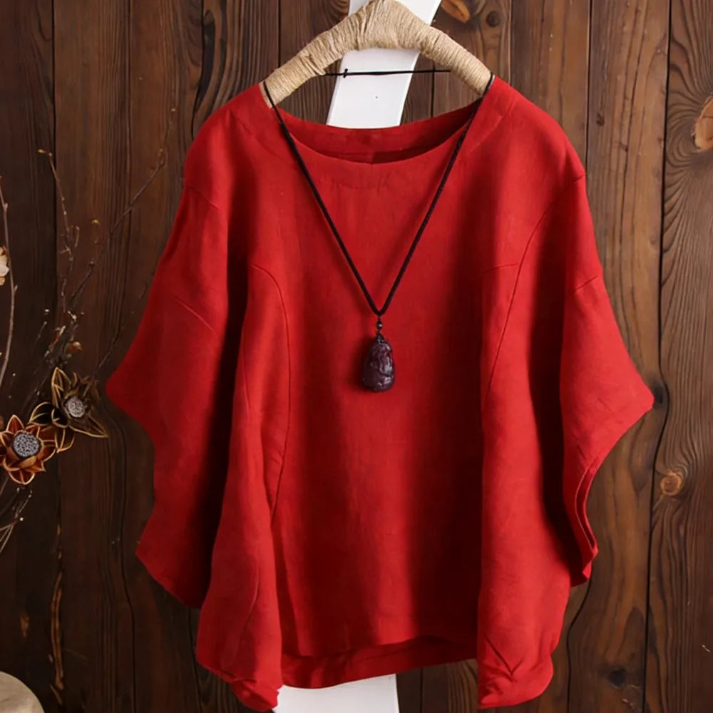 Summer Women's Blouse O-Neck Loose Pullover Tops Casual Half Sleeve Solid Color Tee Top Shirt Blusas Female Clothing Simple