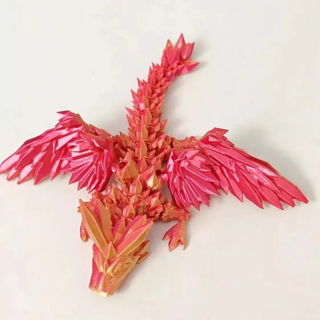 3D Printed Winged Dragon Figurine - Articulated Flying Dragon Ornament