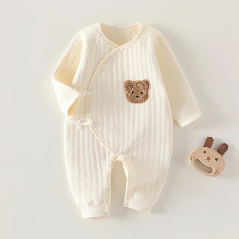 Newborn Baby Unisex 3-Layer Warm Butterfly Cotton Romper Bodysuit