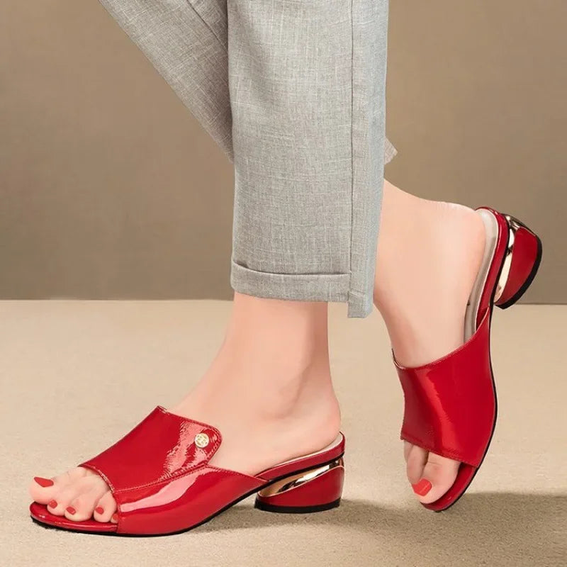 Women's High Heel Fish Mouth Square Heel Sandals