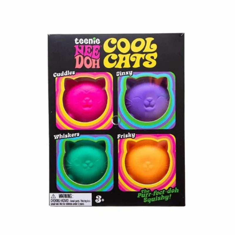 Hot NeeDoh Teenie Cool Cats 3 Pack Adorable Mini Cat Fidget Toys Soft Squishy Stress Relief Sensory Squeeze Toys