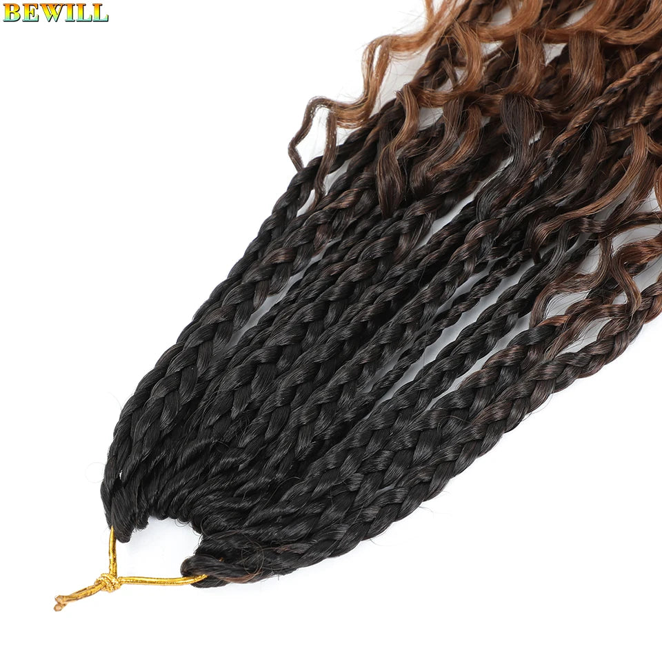 Goddess Box Braids Crochet Hair 14 18 24 Inch Bohemian Hippie Box Braids With Curly Ends Synthetic Braiding Hair for Black Women