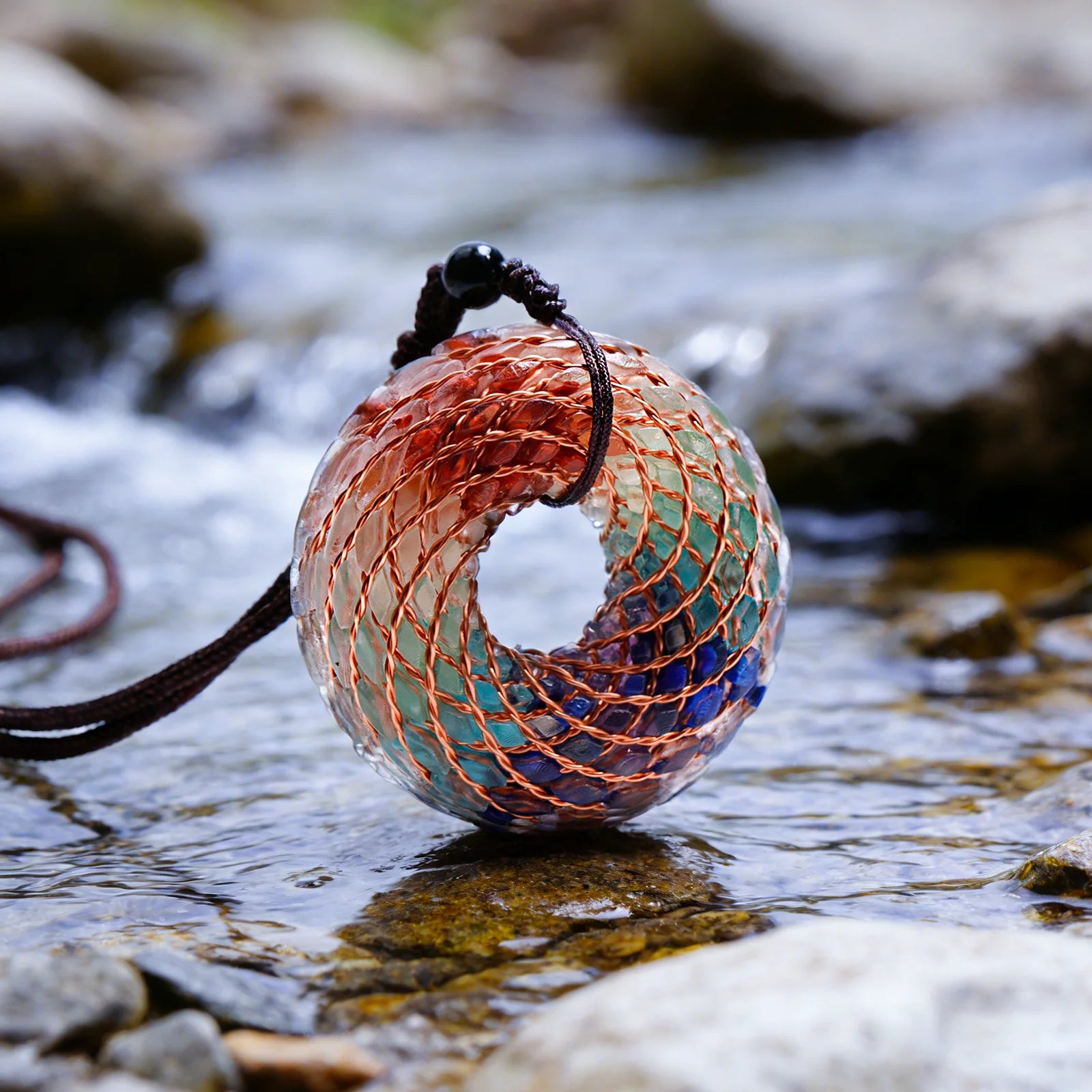 Rodin Coil & Amethyst  Orgone Pendant Necklace, Handmade pendant jewelry ，Adjustable Chain for Women & Men