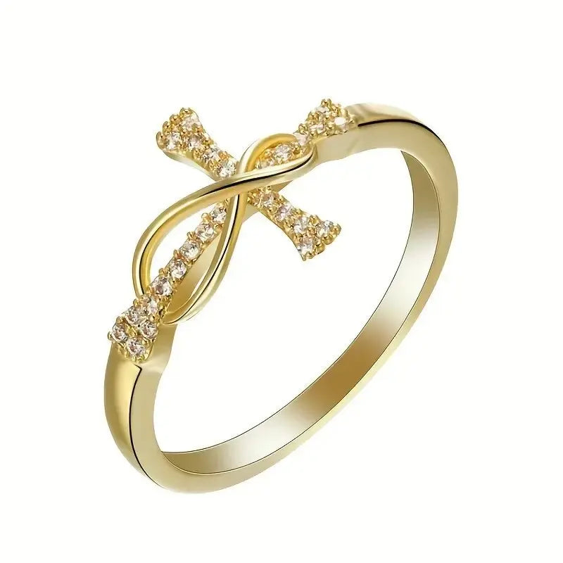 2026 Design Personalized Zircon Cross Ring, Simple and Fashionable, Female High End, Infinite Love, Classic Handicraft Wholesale