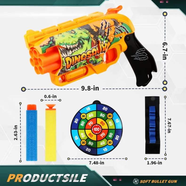 Children Air Soft Bullet Gun Toys Graffiti Shark Color Scheme 6-Round Automatic Safe Outdoor Shooting Sports Kids Boys Gifts