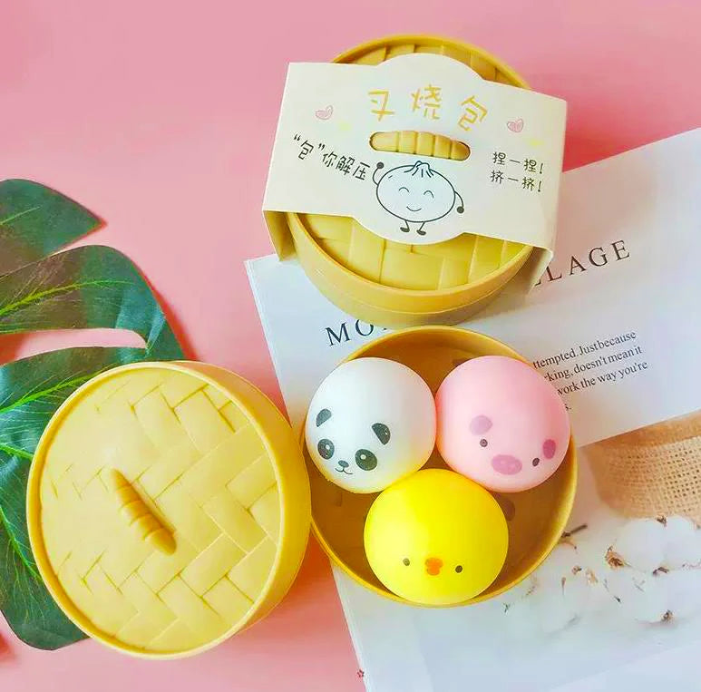Cute Animal & Dumpling Mochi Squishy Stress Ball – Fidget Sensory Toy