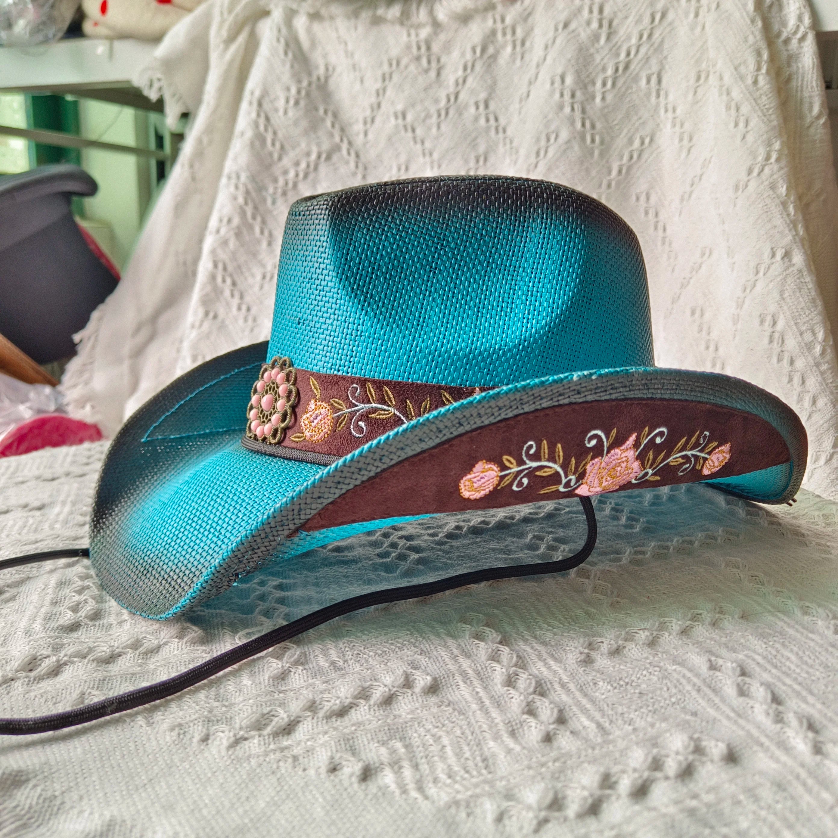Women's Straw Cowgirl Hat – Wide Brim Shapeable Western Beach Sun Hat | Coastal Cowgirl Style