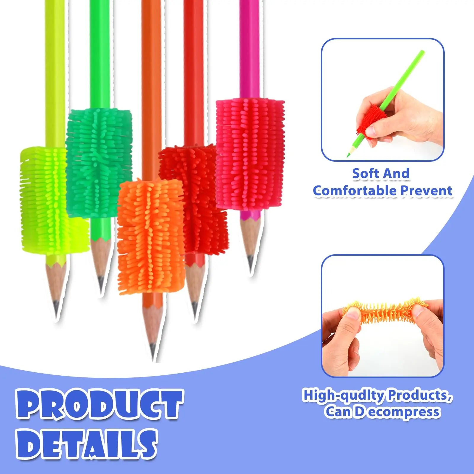 Stress Relief Pen Set Toy Silicone Silk Plush Pen Set Releases Pressure, Squeezes Creatively, Novel Stress Relief Toy Children's