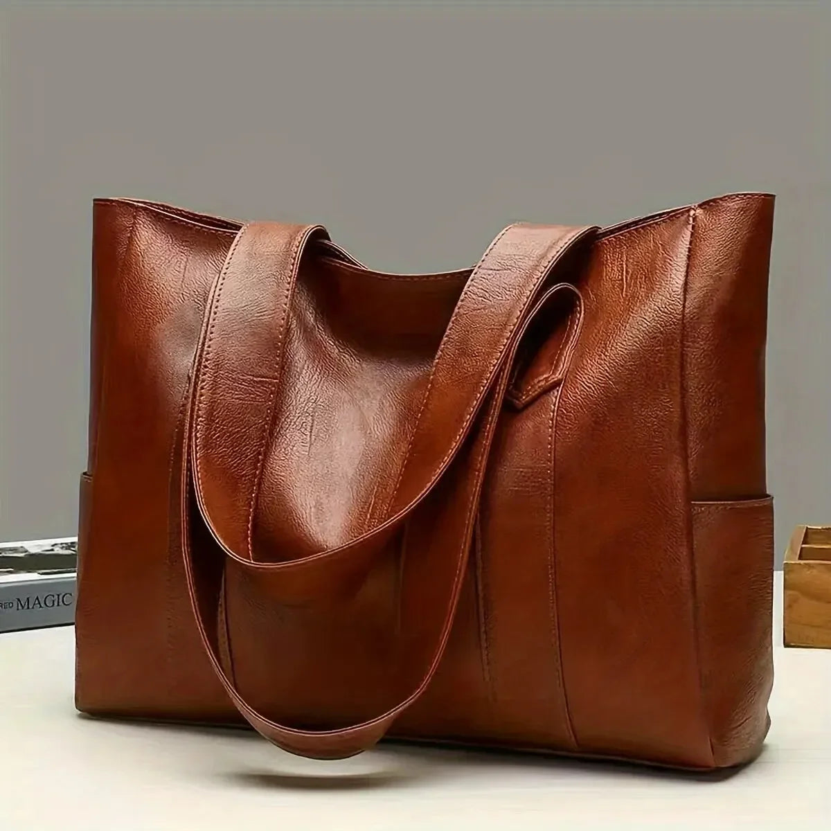 Women's Vintage Large Capacity PU Tote Shoulder Bag