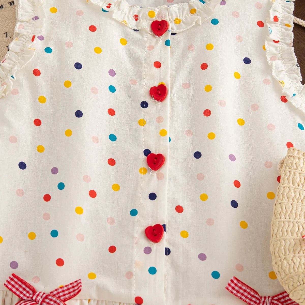 Toddler Girls Polka Dot Bow Sleeveless Summer Dress