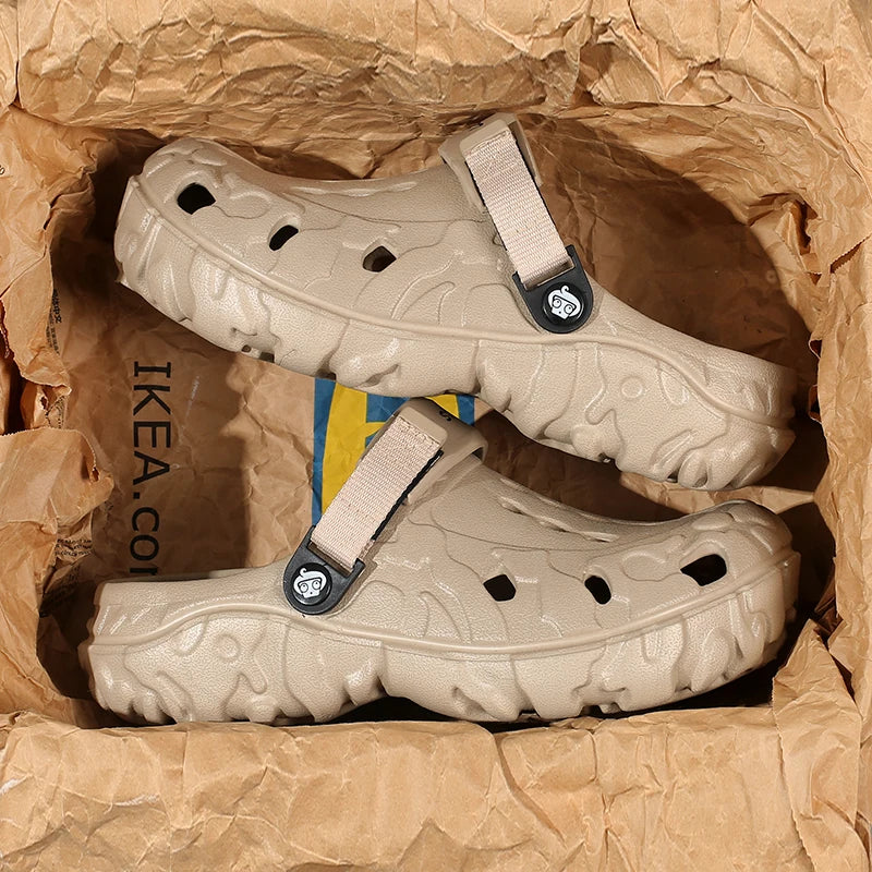 Summer Shoes Men Clogs Eva Slippers Men Flat Sandals Breathable Hole Shoes Men Beach Home Leisure Slides Men Summer Shoes