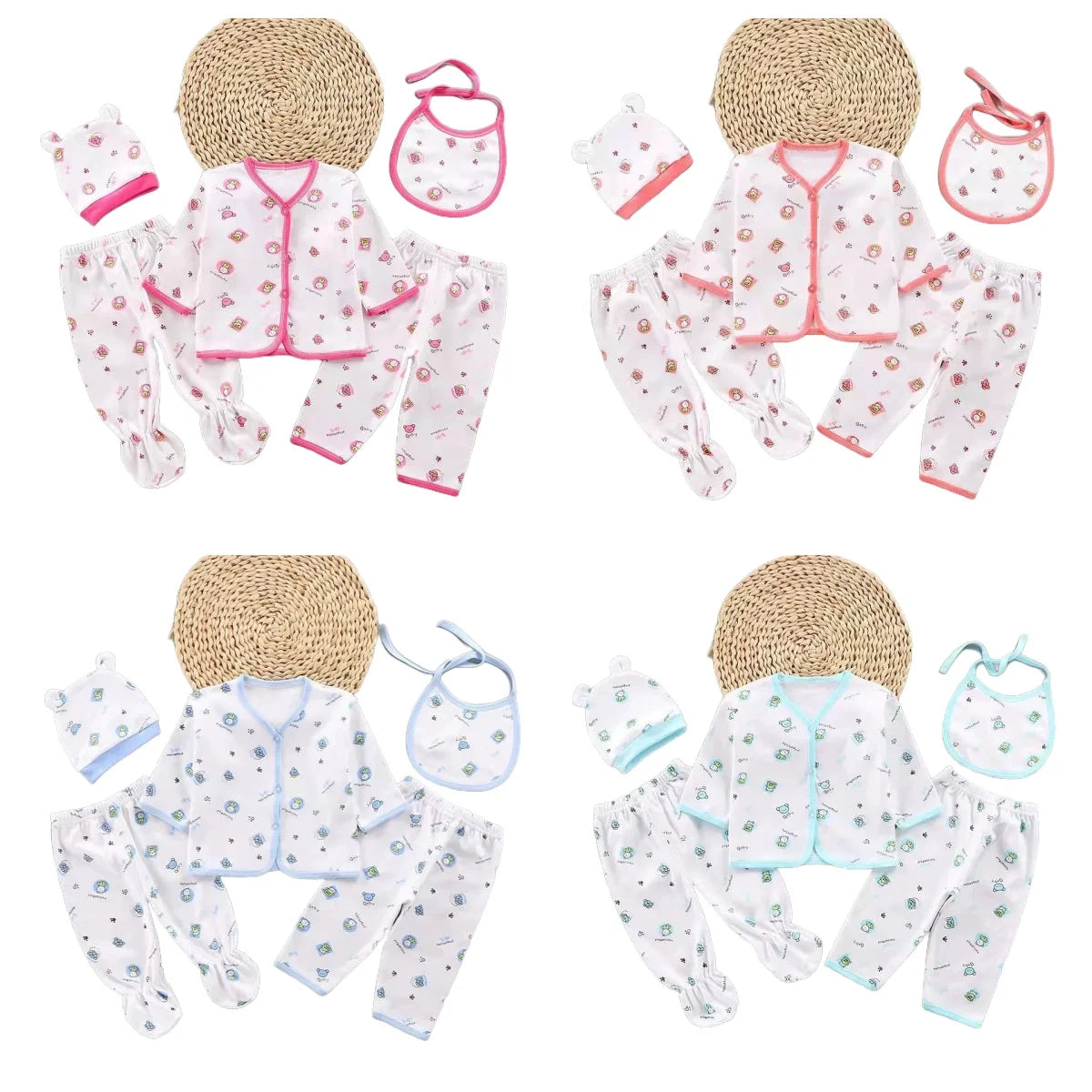 Newborn Cotton Clothing Set, 5 Pieces