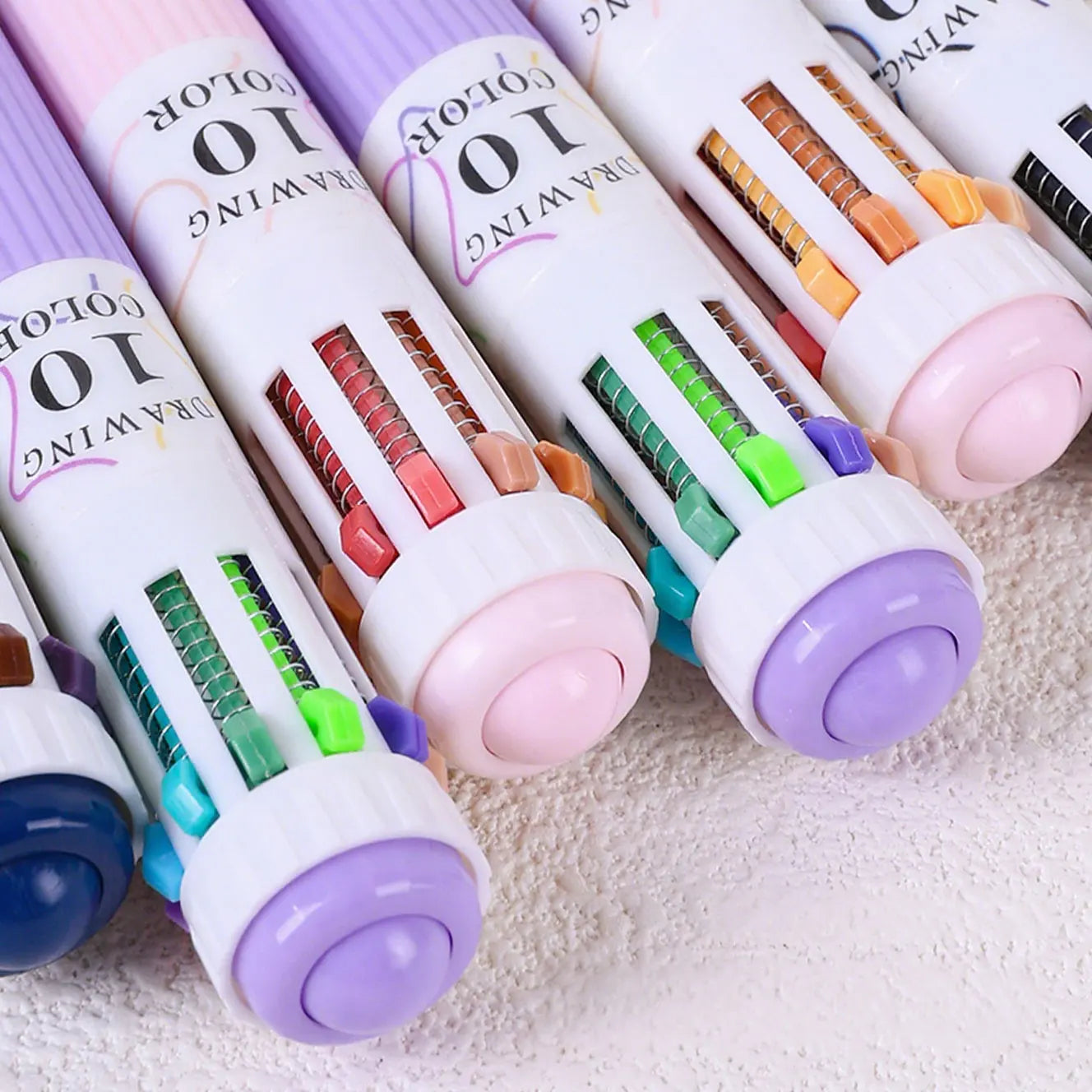 3 Pcs/Set Creative 10 In 1 Colored Drawing Ballpoing Pens 58 Colors Student Painting Diary Writing Pen Stationery