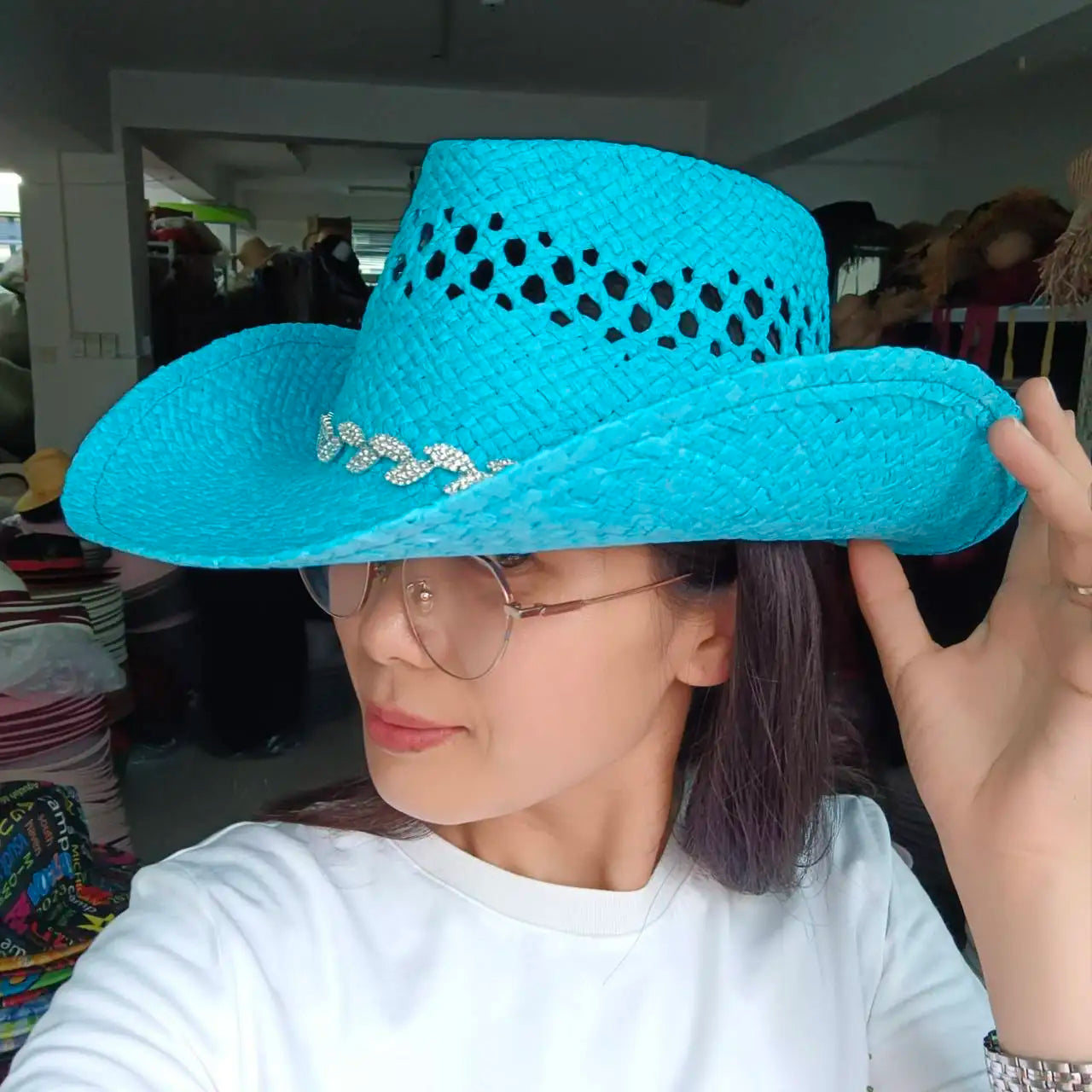 Women's Straw Cowgirl Hat – Wide Brim Shapeable Western Beach Sun Hat | Coastal Cowgirl Style
