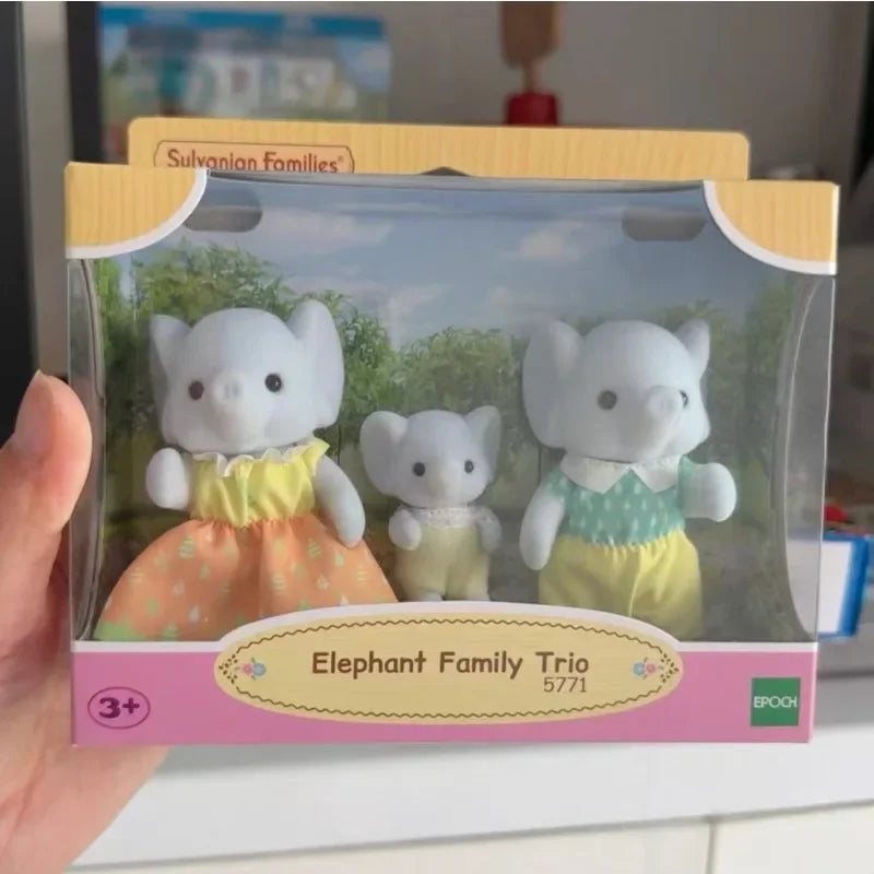 Sylvanian Families Anime Girl Figures ternurines  Authentic   Calico critters Furniture Set  elephant family trio 5771