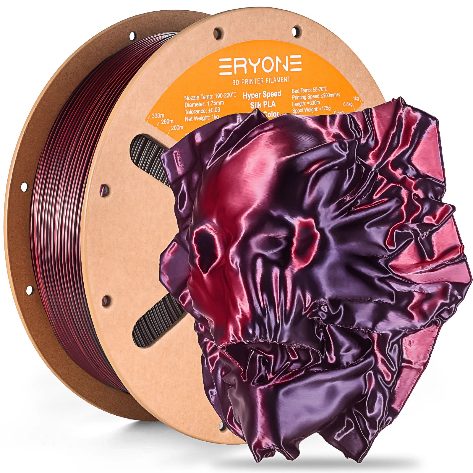 ERYONE 1KG Silk Dual Color PLA Series 3D Printer Filament 1.75mm, Dual-Color Coextrusion Silky Shiny Finish, 1kg Spool